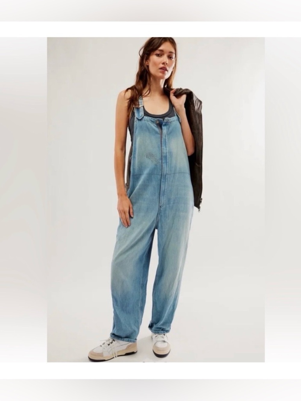 Free People We The Free Hunter Overalls Washed Light Blue Denim Slouchy XS